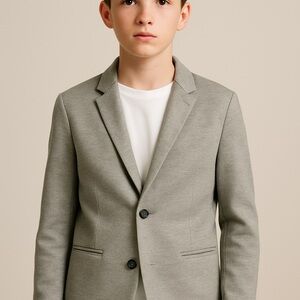 ZARA Boys Gray Knit Blazer Jacket‎ – Size 13-14 (CM 164) festive preppy stylish